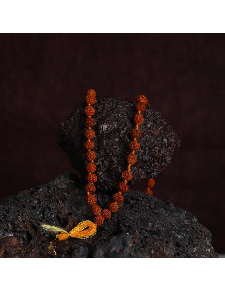 Mala de Rudraksha 5 Mukhi Original con Bolsa de Japa 8mm