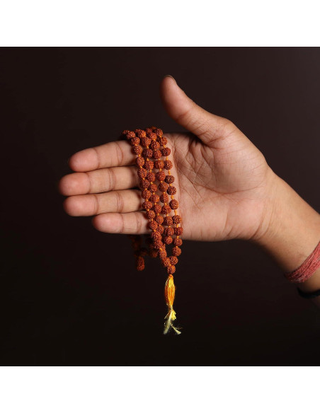 Mala de Rudraksha 5 Mukhi Original con Bolsa de Japa 8mm