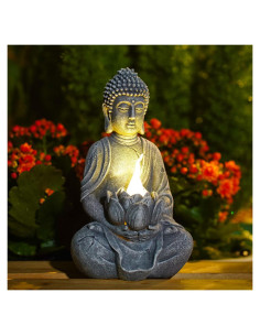 Estatua de Buda Meditador Solar Philodwell 19.6 cm Jardín