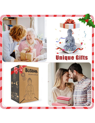 Estatua de Buda Meditador Solar Philodwell 19.6 cm Jardín