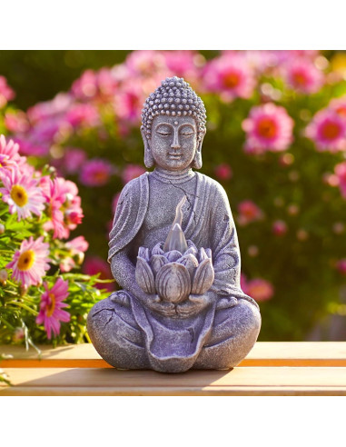 Estatua de Buda Meditador Solar Philodwell 19.6 cm Jardín