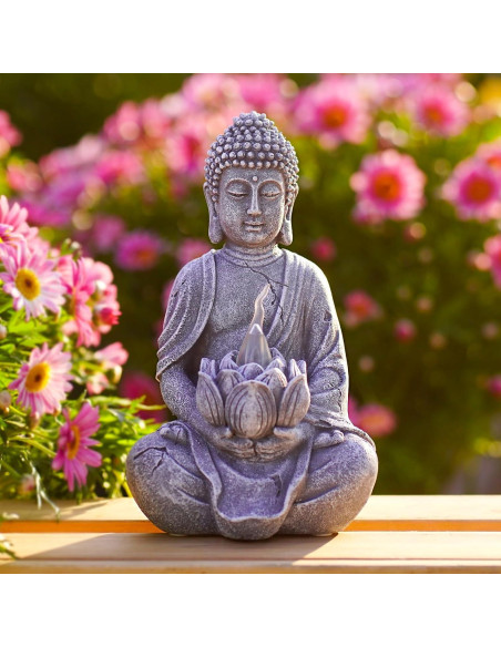 Estatua de Buda Meditador Solar Philodwell 19.6 cm Jardín