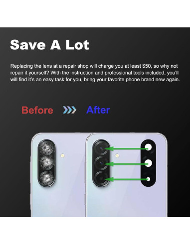 Kit Reemplazo Cristal Lente Cámara Samsung Galaxy A36 - 3 Paquetes