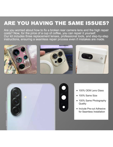 Kit Reemplazo Cristal Lente Cámara Samsung Galaxy A36 - 3 Paquetes