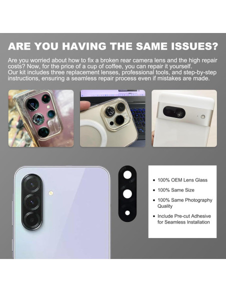 Kit Reemplazo Cristal Lente Cámara Samsung Galaxy A36 - 3 Paquetes