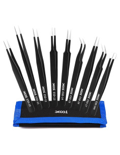 Juego de Pinzas de Precisión XOOL 9 PCS Acero Inoxidable ESD