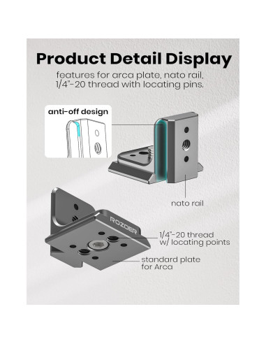 Placa de Liberación Rápida en L ROZOER para Insta360 X5/X4/X3