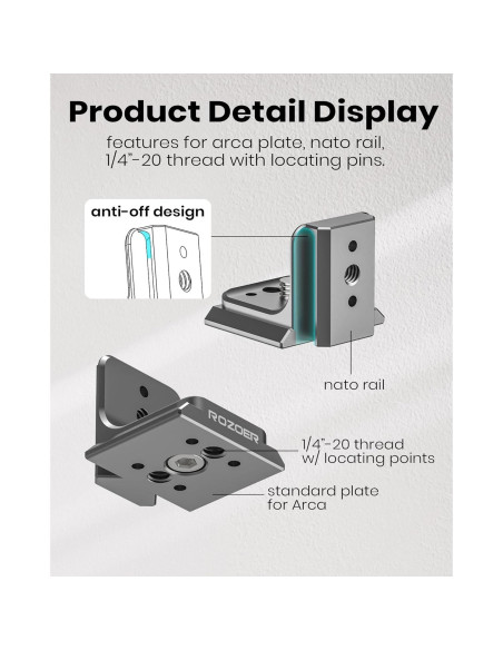 Placa de Liberación Rápida en L ROZOER para Insta360 X5/X4/X3