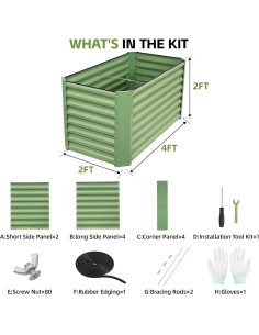 Cama de Jardín Elevada GoCampDirect 1.22x0.61x0.61m Verde Oliva 2