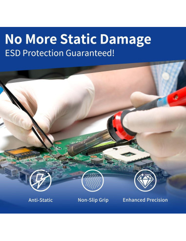 Juego de Pinzas de Precisión XOOL 9 PCS Acero Inoxidable ESD