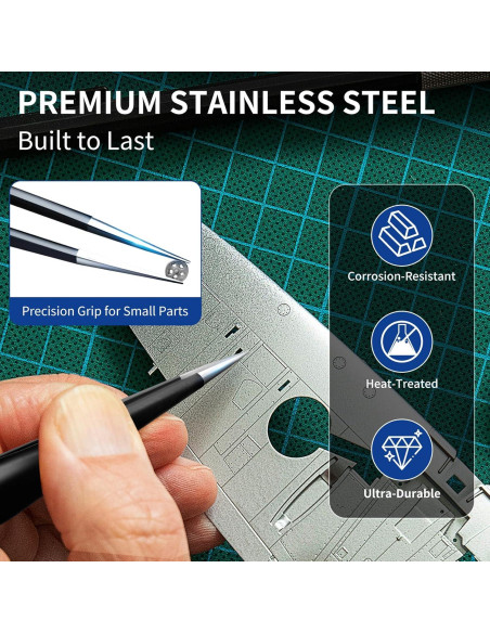 Juego de Pinzas de Precisión XOOL 9 PCS Acero Inoxidable ESD