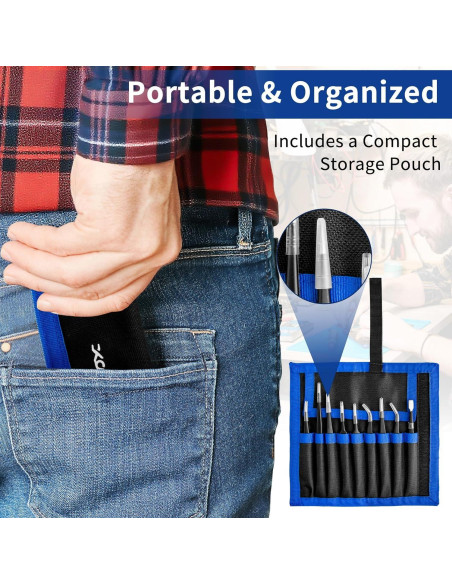 Juego de Pinzas de Precisión XOOL 9 PCS Acero Inoxidable ESD