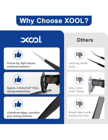 Juego de Pinzas de Precisión XOOL 9 PCS Acero Inoxidable ESD