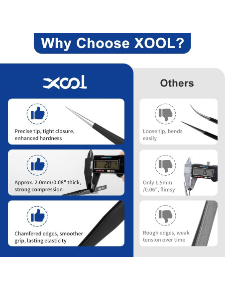 Juego de Pinzas de Precisión XOOL 9 PCS Acero Inoxidable ESD