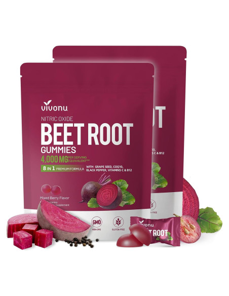 Gummies de Remolacha VivoNu 8-en-1 Suplemento Energético 60 Unidades
