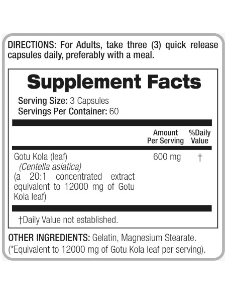 Cápsulas de Centella Asiática FITO MEDIC'S 180 Unidades