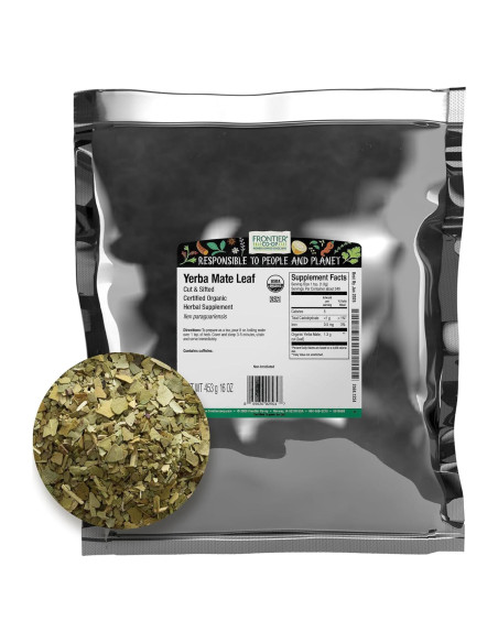 Yerba Mate Orgánica Cortada Frontier 0.45 kg - Sabor Herbáceo