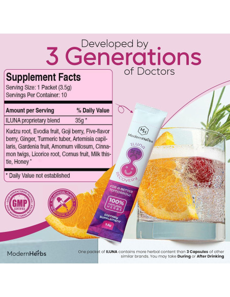 ILUNA Suplemento Natural para Alivio de Resaca - 4 Piedras