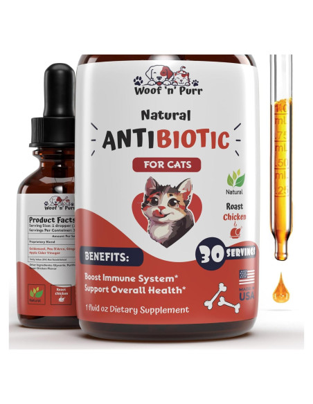 Antibiotico Natural para Gatos Woof n Purr 30 ml Sabor Pollo