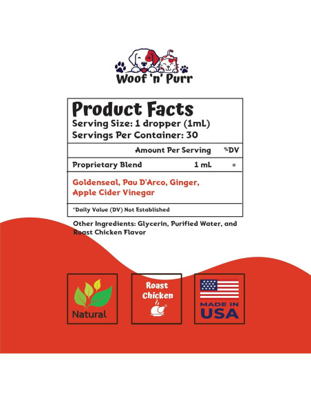 Antibiotico Natural para Gatos Woof n Purr 30 ml Sabor Pollo