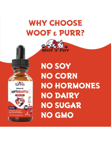 Antibiotico Natural para Gatos Woof n Purr 30 ml Sabor Pollo