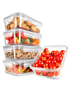 NutriChef Set de 10 Contenedores de Vidrio 30 oz a Prueba de Fugas