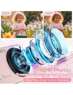 Cámara Digital Compacta WITYEAH X5 48MP FHD Rosa para Niños 2