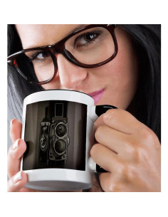 Taza 3dRose de cerámica 11oz cámara vintage TLR bicolor 2