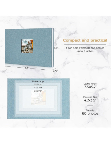 Álbum de Fotos 1DOT2 Azul Cian 30 Páginas 7.5x5.7"