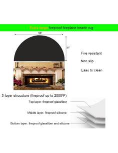 Alfombra de chimenea Aisikoo 160x94 cm antideslizante y resistente al fuego 2