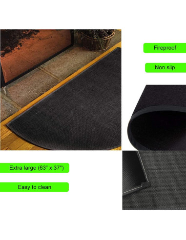 Alfombra de chimenea Aisikoo 160x94 cm antideslizante y resistente al fuego