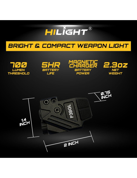 Linterna HiLight Tactical P3BGL 500 Lúmenes LED y Láser Azul/Verde