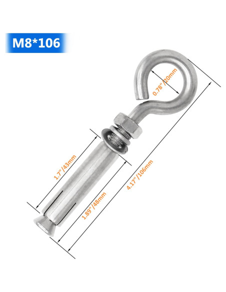 Anclajes de Pared de Concreto CUKAYO M8 106mm Acero Inoxidable