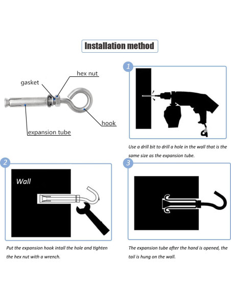 Anclajes de Pared de Concreto CUKAYO M8 106mm Acero Inoxidable