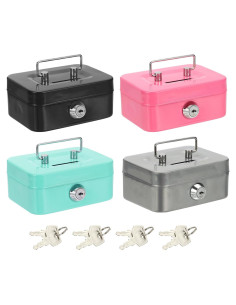 Mini Caja Fuerte PATIKIL 4 Pcs Metal 11.5x5.8x8.5 cm Colores