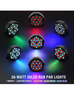 Luces de Escenario LED Par 36W Czgor 2Pack RGB DMX 2