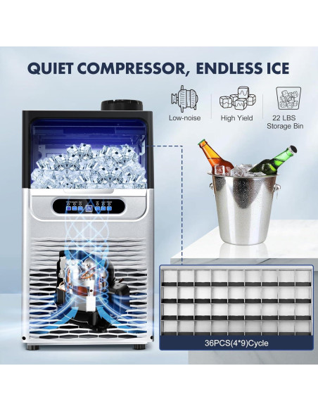 Máquina de Hielo Comercial Zomagas 100 kg/24H Doble Entrada