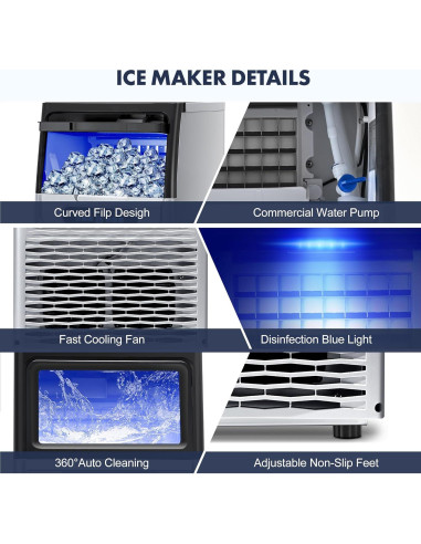 Máquina de Hielo Comercial Zomagas 100 kg/24H Doble Entrada