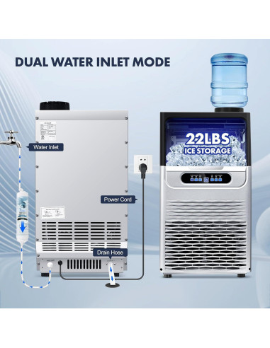 Máquina de Hielo Comercial Zomagas 100 kg/24H Doble Entrada