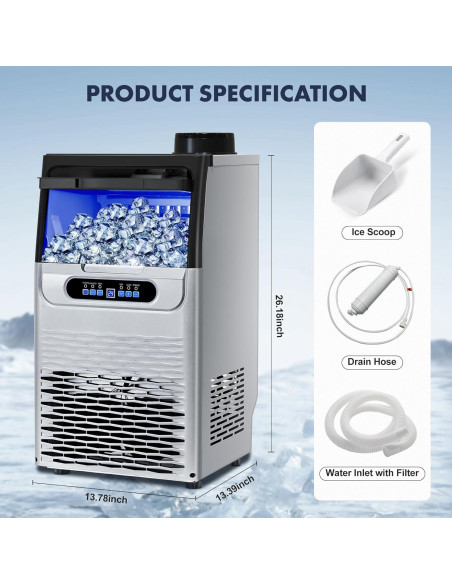 Máquina de Hielo Comercial Zomagas 100 kg/24H Doble Entrada