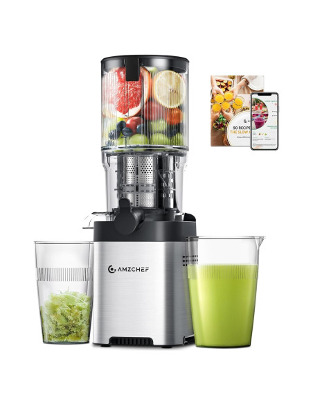 Extractor de Jugo AMZCHEF ZM1902B, Acero Inoxidable, 200W