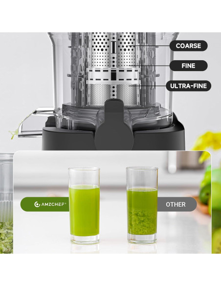 Extractor de Jugo AMZCHEF ZM1902B, Acero Inoxidable, 200W
