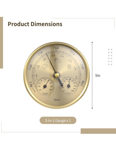 Barómetro 3 en 1 Homaisson - Termómetro, Higrómetro, Interior/Exterior