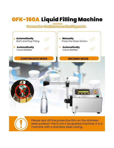 Máquina de llenado automático 29.57-3485.5 ml + 2.96-148.83 ml Máquina de llenado automático 29.57-3485.5 ml + 2.96-148.83 ml