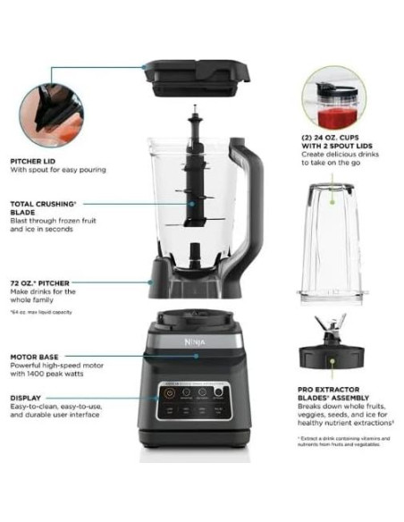 Licuadora Ninja Professional Plus DUO 1400W 2.13L 3 Modos