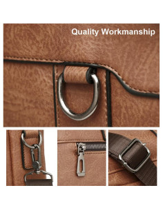 Bolsa Mensajera de Cuero PU para Laptop 15.6" Marrón 2
