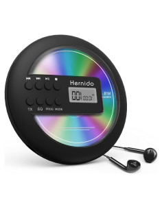 Reproductor de CD portátil Hernido con FM, 20h batería, anti-salto