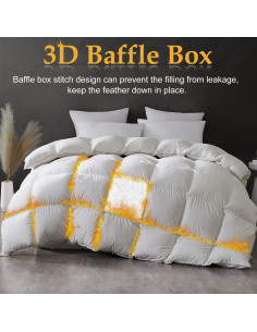 Edredón de Plumas de Ganso Reina HOMELYSIAN 90x90 cm Blanco 2