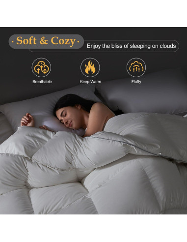 Edredón de Plumas de Ganso Reina HOMELYSIAN 90x90 cm Blanco