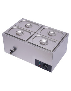 Calentador de Comida Eléctrico VONZOER 4 Sartenes 600W 16L